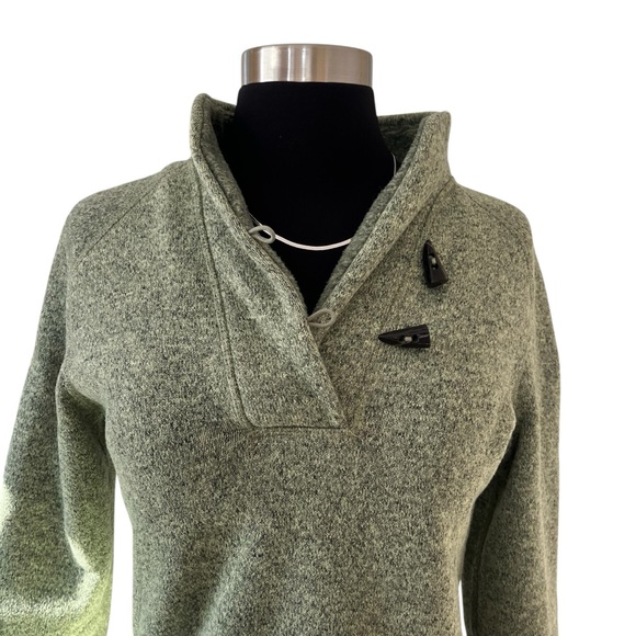 The North Face shawl collar 1/4 button sweater fleece green size S - Picture 5 of 14